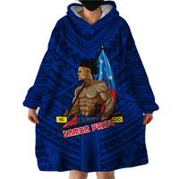 (Custom Personalised) Samoa Pride Wearable Blanket Hoodie Simple Blue Style LT6 - Polynesian Pride