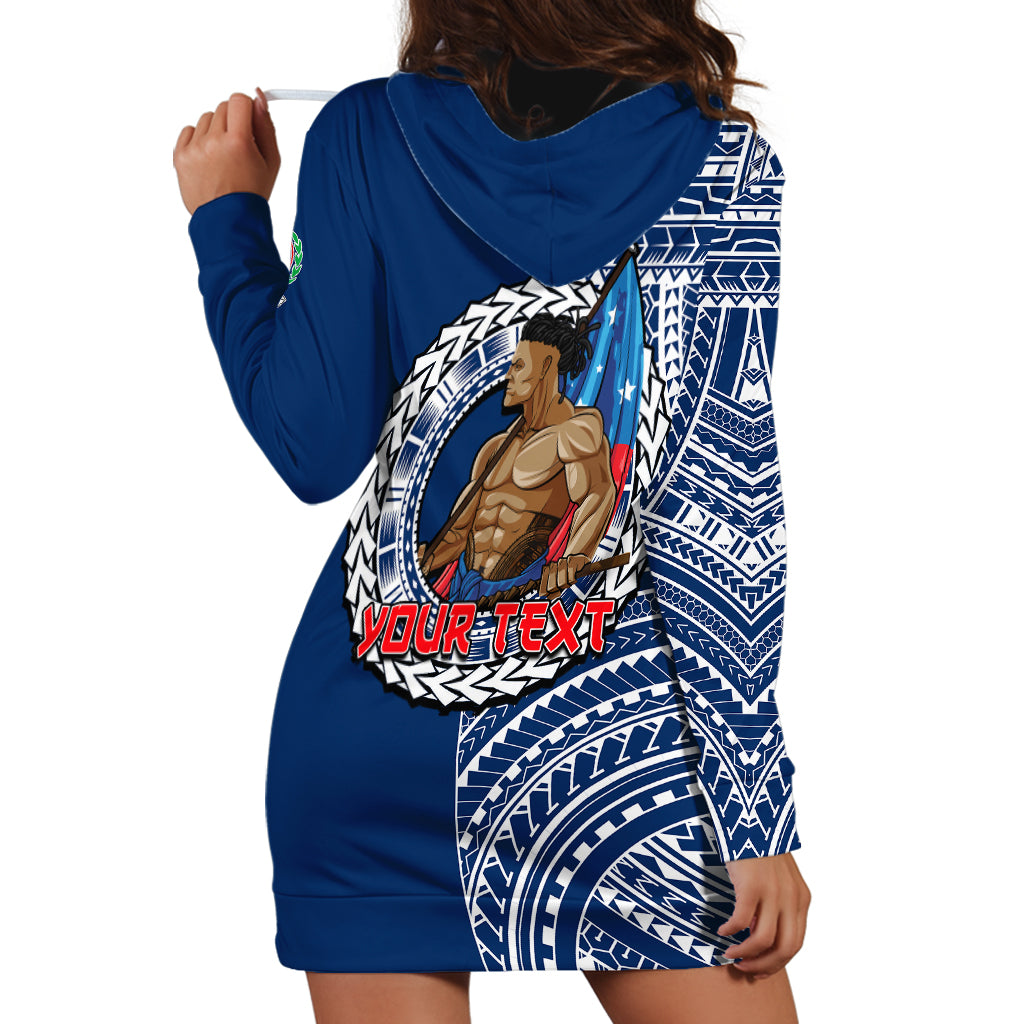 (Custom Personalised) Samoa Pride Hoodie Dress Polynesian Patterns Blue LT6 - Polynesian Pride
