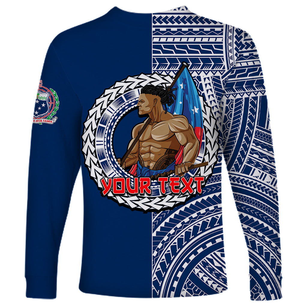 (Custom Personalised) Samoa Pride Long Sleeve Shirt Polynesian Patterns Blue LT6 - Polynesian Pride