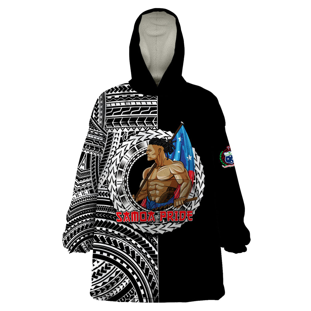 (Custom Personalised) Samoa Pride Wearable Blanket Hoodie Polynesian Patterns Black LT6 One Size Black - Polynesian Pride