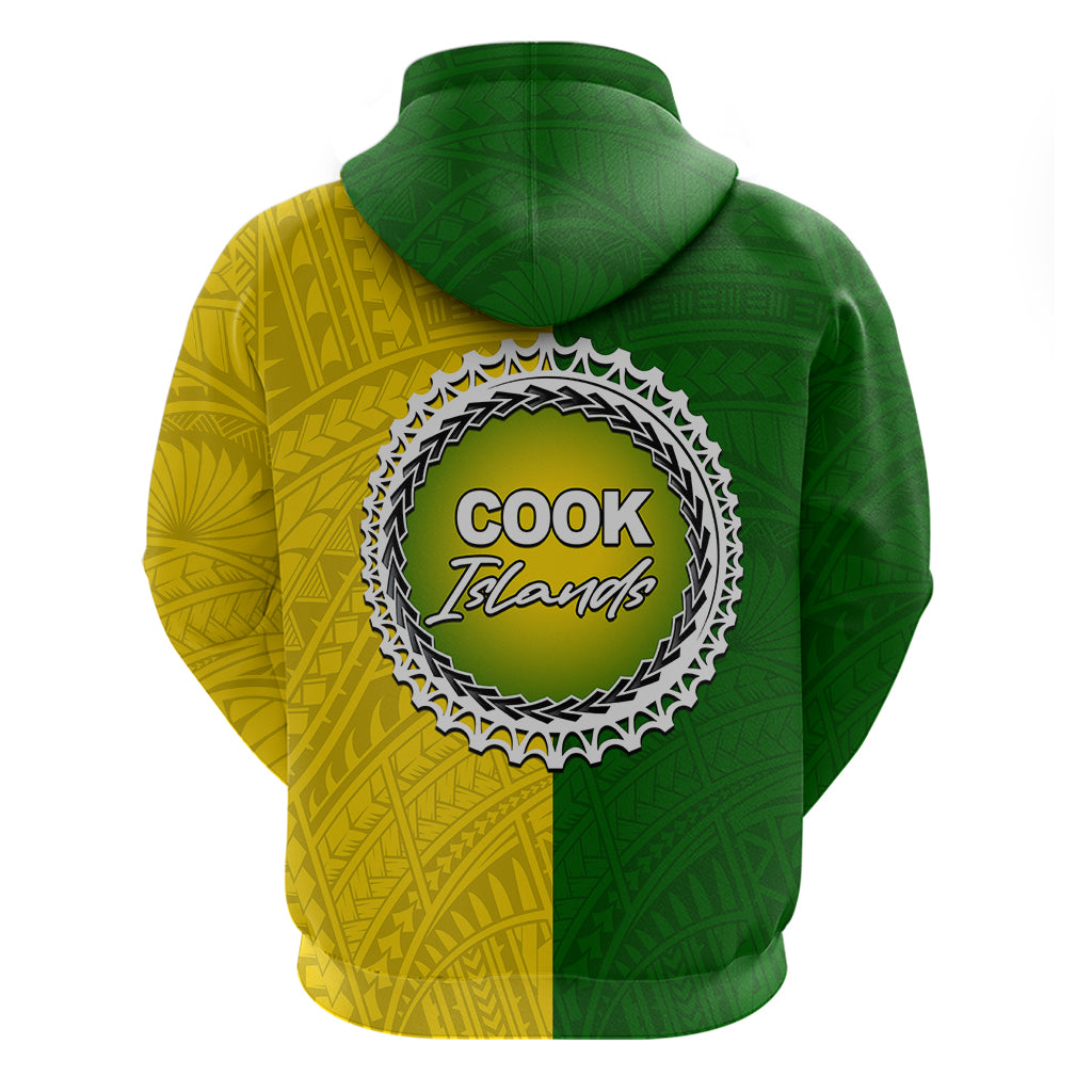 Cook Islands Hoodie Yellow Green Half Style LT6 Pullover Hoodie Green - Polynesian Pride