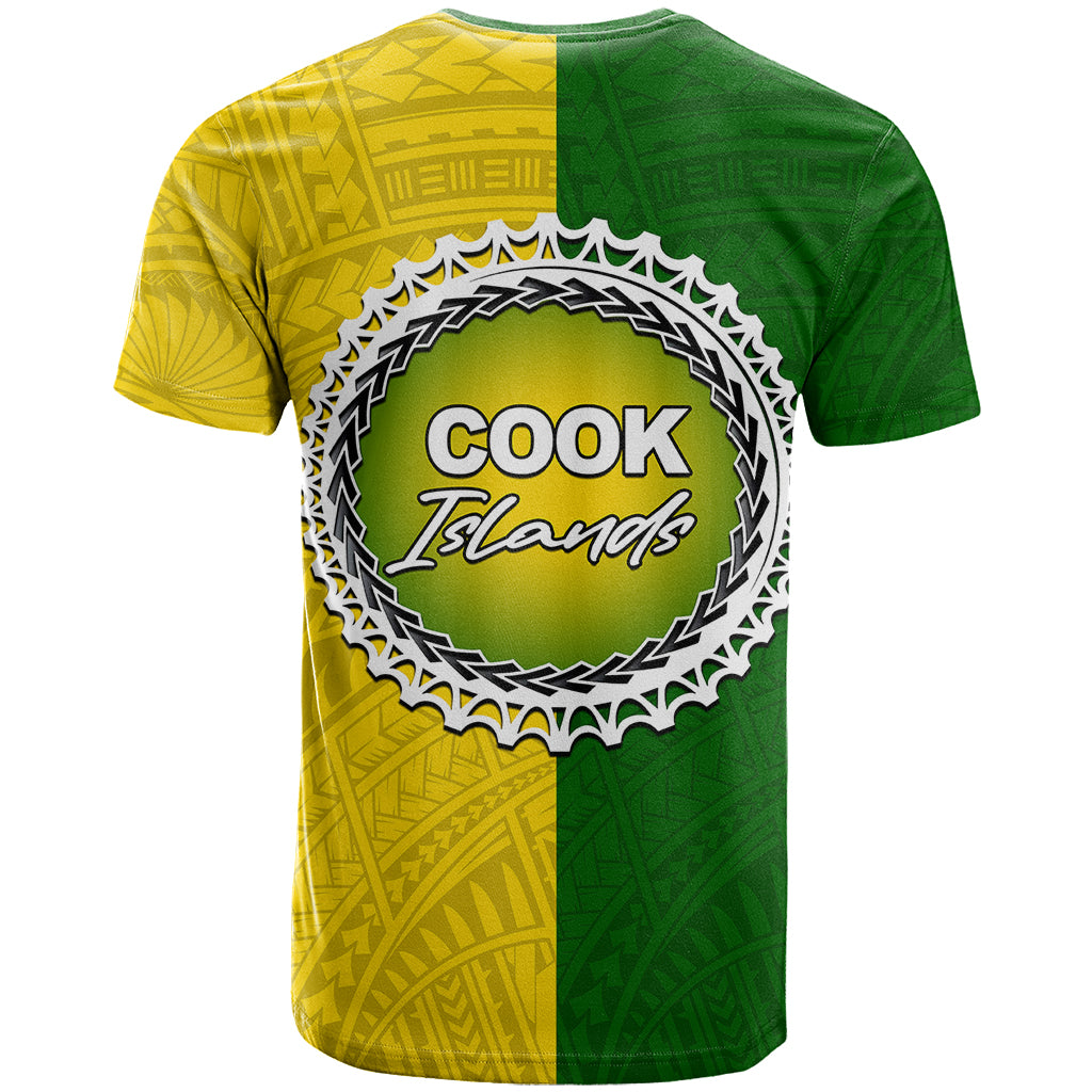 Cook Islands T Shirt Yellow Green Half Style LT6 - Polynesian Pride