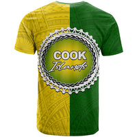 Cook Islands T Shirt Yellow Green Half Style LT6 - Polynesian Pride