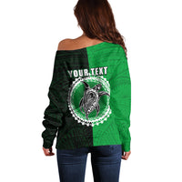 Custom Rarotonga Of Cook Islands Off Shoulder Sweater Mix Half Black LT6 - Polynesian Pride