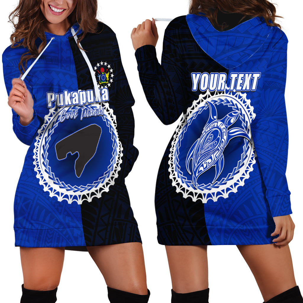 Custom Pukapuka Of Cook Islands Hoodie Dress Mix Half Black LT6 - Polynesian Pride
