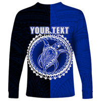 Custom Pukapuka Of Cook Islands Long Sleeve Shirt Mix Half Black LT6 - Polynesian Pride