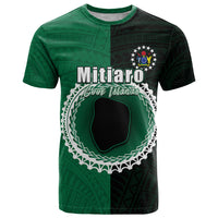 Custom Mitiaro of Cook Islands T Shirt Mix Half Black LT6 Green - Polynesian Pride