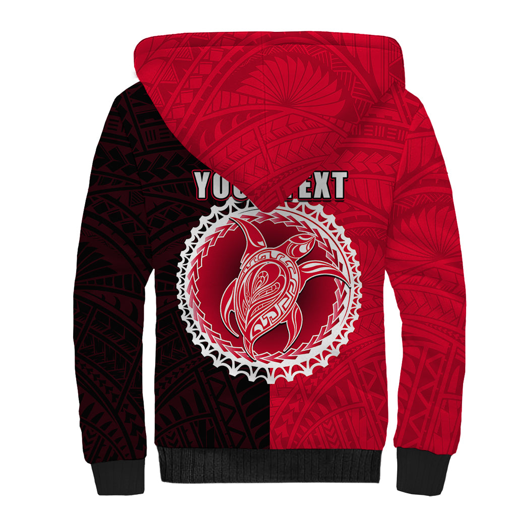 Custom Atiu Of Cook Islands Sherpa Hoodie Mix Half Black LT6 - Polynesian Pride