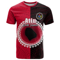 Custom Atiu of Cook Islands T Shirt Mix Half Black LT6 Red - Polynesian Pride