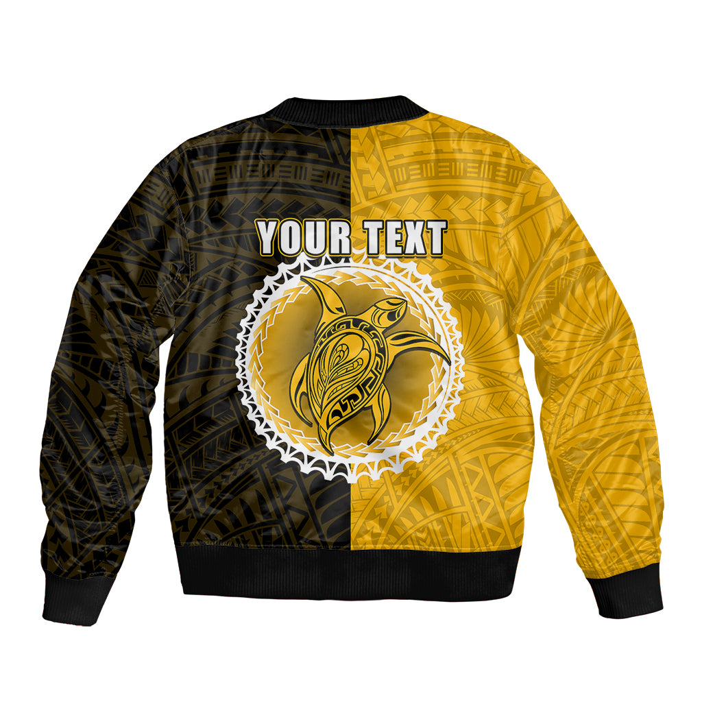 Custom Atutaki Of Cook Islands Sleeve Zip Bomber Jacket Mix Half Black LT6 - Polynesian Pride