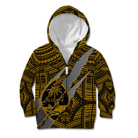 Polynesian Guam Kid Hoodie with Coat Of Arms Claws Style - Gold LT6 Zip Hoodie Gold - Polynesian Pride