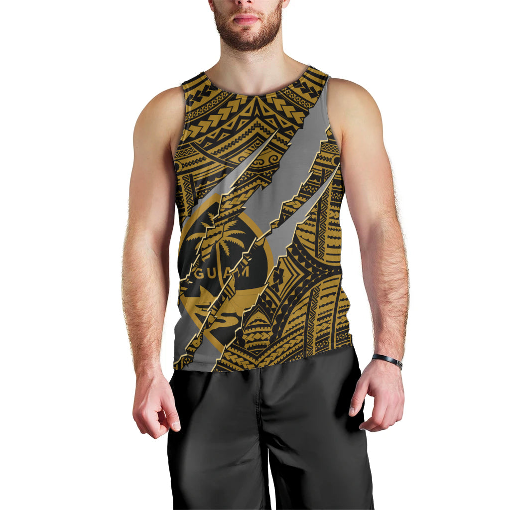 Polynesian Guam Men Tank Top with Coat Of Arms Claws Style - Gold LT6 - Polynesian Pride