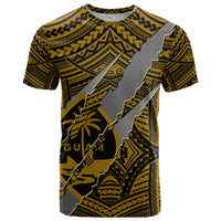 Polynesian Guam T Shirt with Coat Of Arms Claws Style Gold LT6 Gold - Polynesian Pride