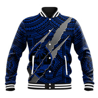 Polynesian Guam Baseball Jacket with Coat Of Arms Claws Style - Blue LT6 Unisex Blue - Polynesian Pride