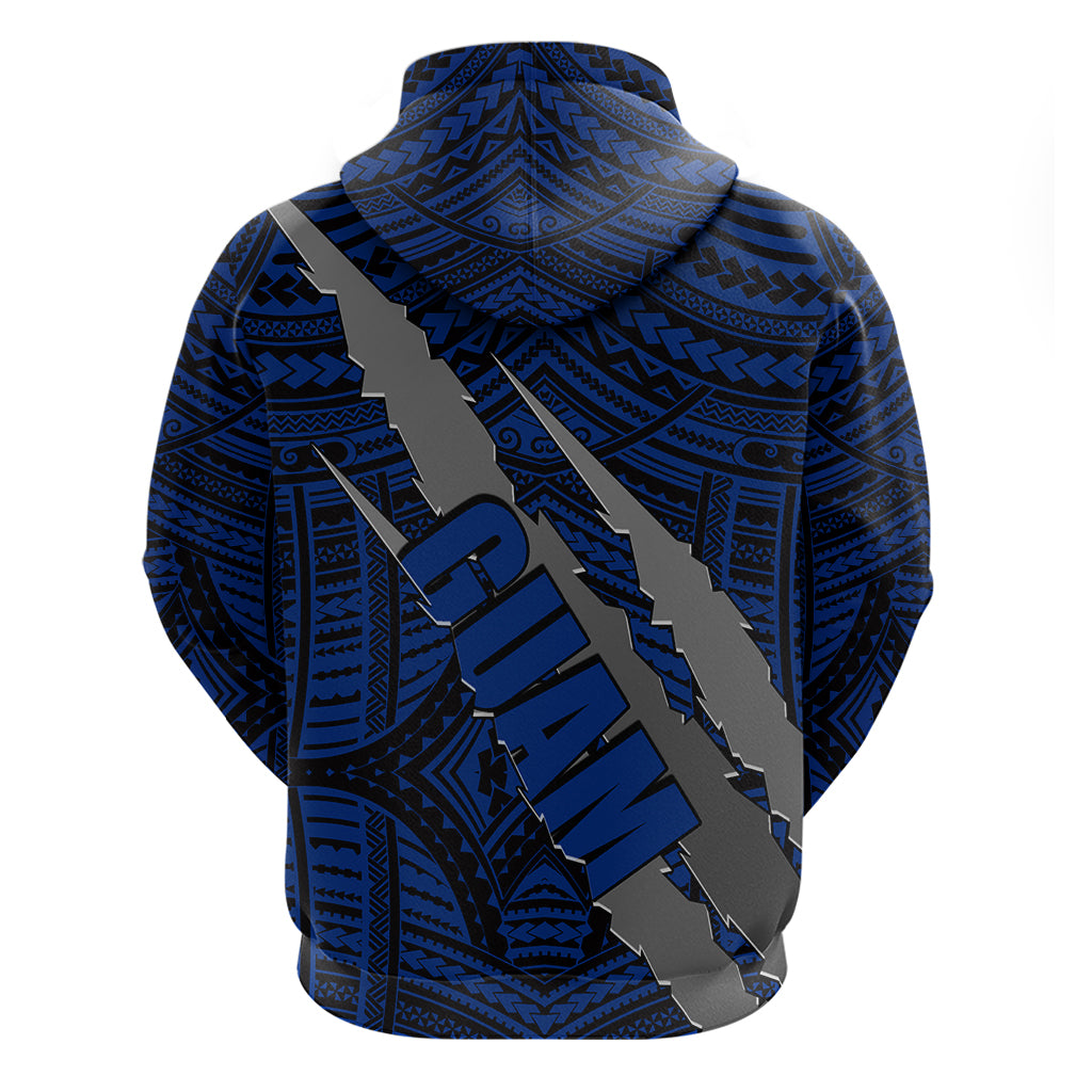 Polynesian Guam Hoodie with Coat of Arms Claws Style Blue LT6 - Polynesian Pride