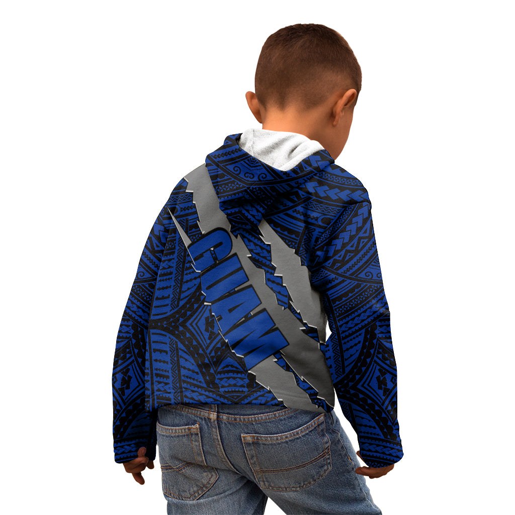 Polynesian Guam Kid Hoodie with Coat Of Arms Claws Style - Blue LT6 - Polynesian Pride