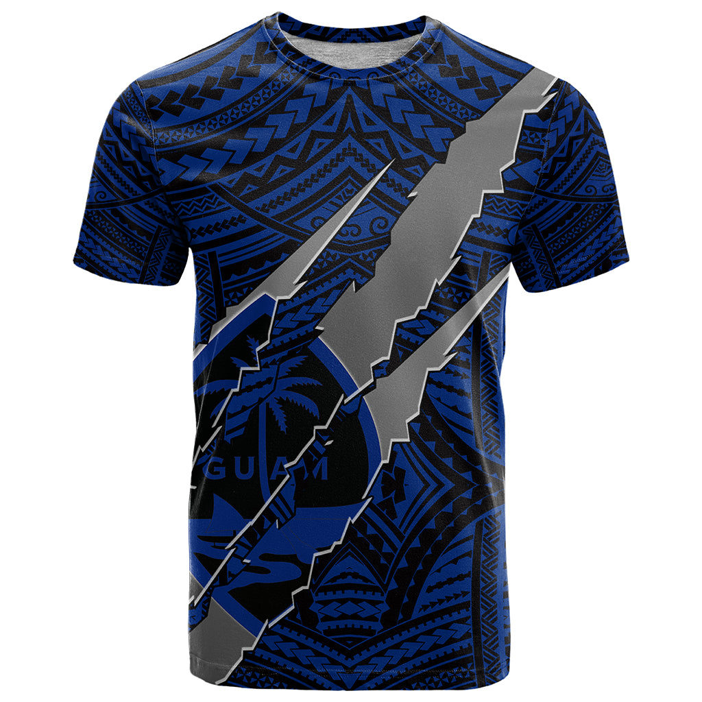 Polynesian Guam T Shirt with Coat Of Arms Claws Style Blue LT6 Blue - Polynesian Pride