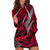 Polynesian Guam Hoodie Dress with Coat Of Arms Claws Style - Red LT6 Red - Polynesian Pride