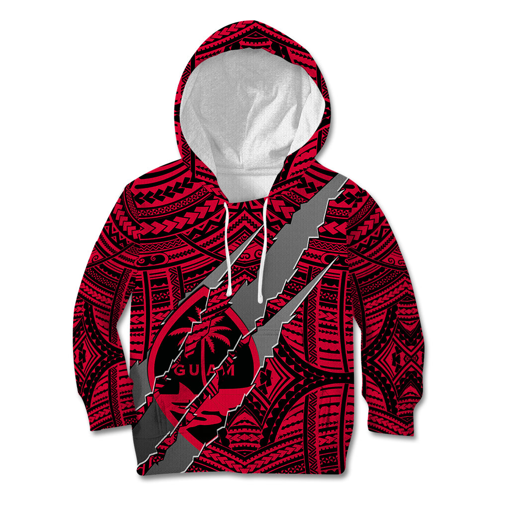 Polynesian Guam Kid Hoodie with Coat Of Arms Claws Style - Red LT6 Hoodie Red - Polynesian Pride