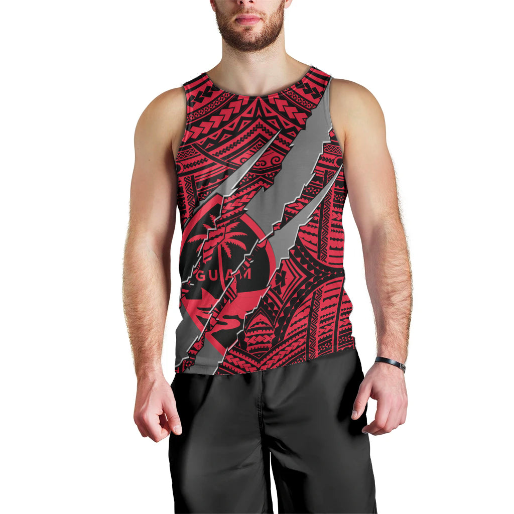 Polynesian Guam Men Tank Top with Coat Of Arms Claws Style - Red LT6 - Polynesian Pride
