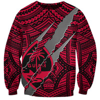 Polynesian Guam Sweatshirt with Coat Of Arms Claws Style - Red LT6 Unisex Red - Polynesian Pride
