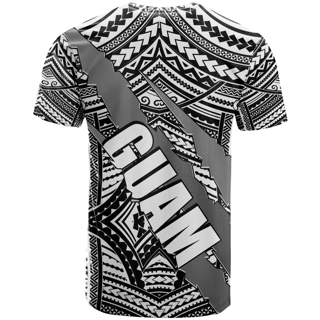 Polynesian Guam T Shirt with Coat Of Arms Claws Style White LT6 - Polynesian Pride