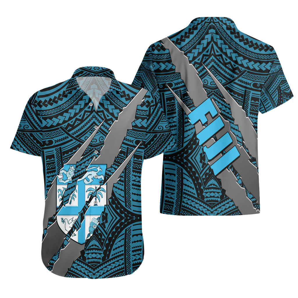 Polynesian Fiji Hawaiian Shirt with Coat Of Arms Claws Style - Blue LT6 - Polynesian Pride