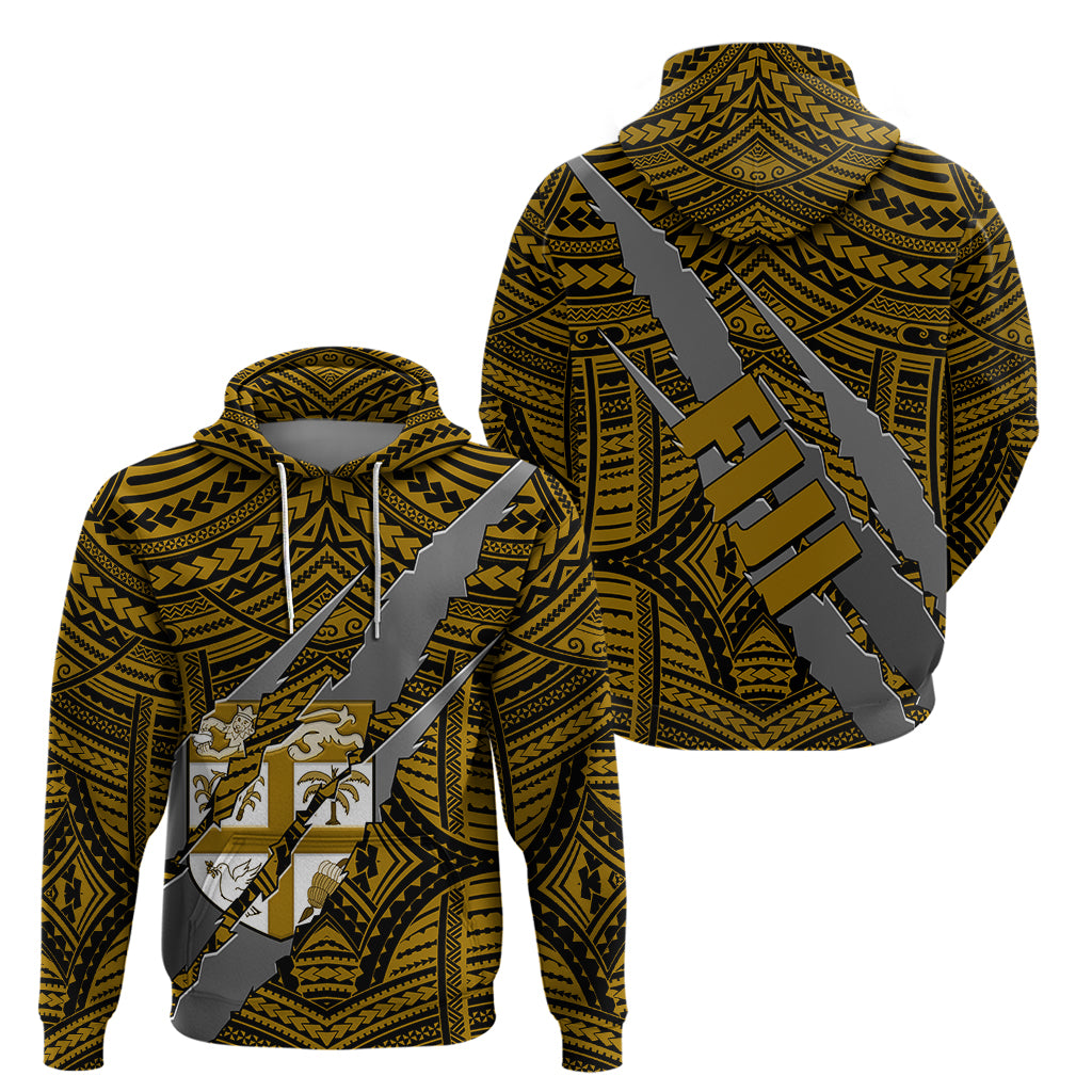 Polynesian Fiji Hoodie with Coat of Arms Claws Style Gold LT6 - Polynesian Pride