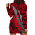 Polynesian Samoa Hoodie Dress with Coat Of Arms Claws Style - Red LT6 - Polynesian Pride