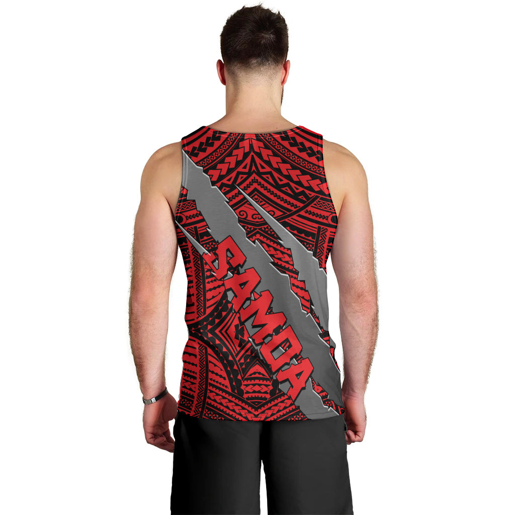 Polynesian Samoa Men Tank Top with Coat Of Arms Claws Style - Red LT6 - Polynesian Pride
