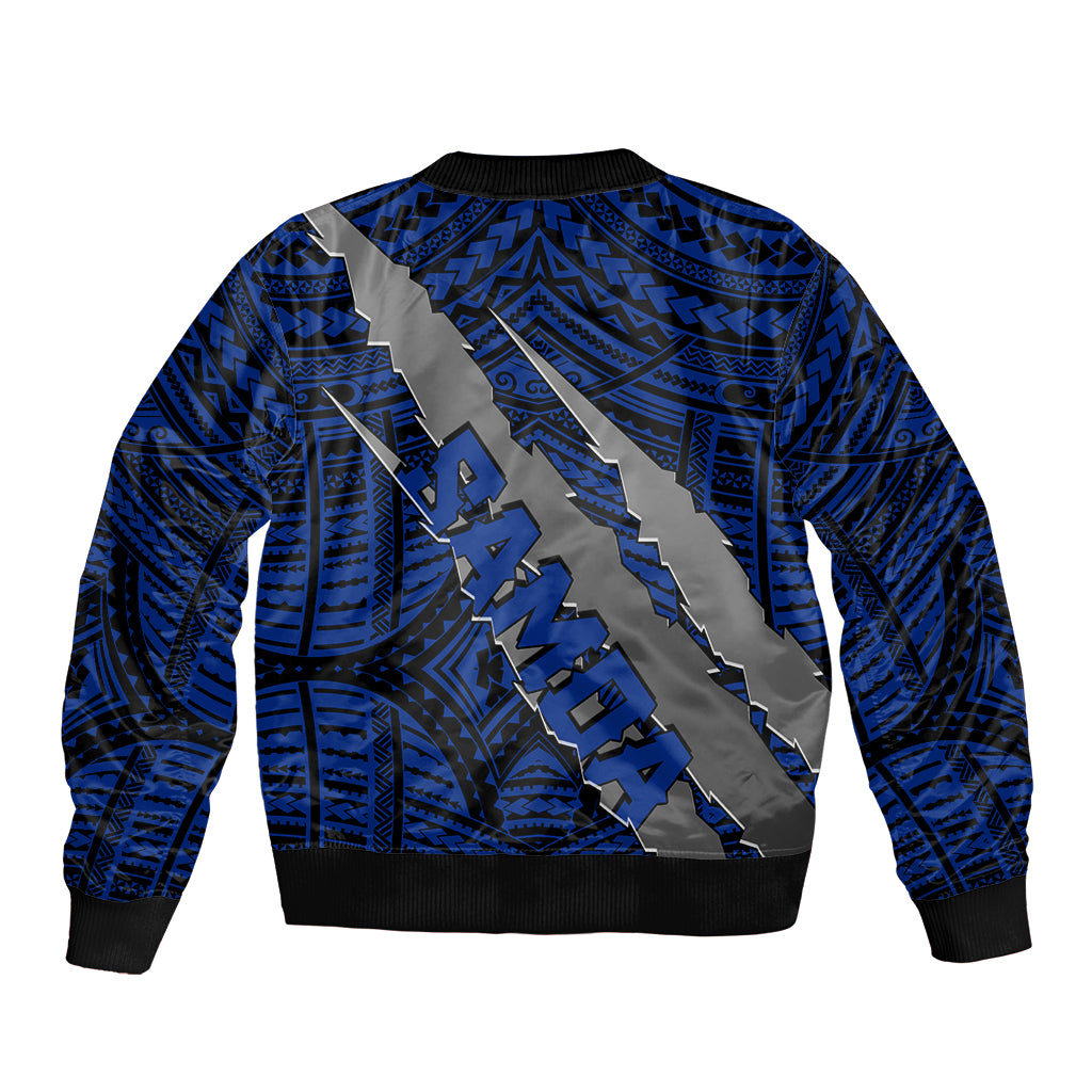 Polynesian Samoa Bomber Jacket with Coat Of Arms Claws Style - Blue LT6 - Polynesian Pride