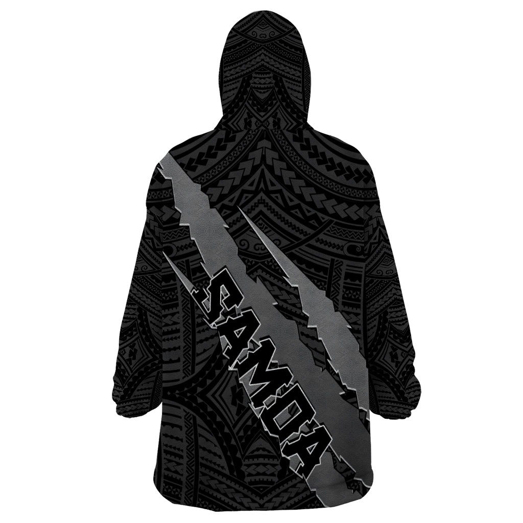 Polynesian Samoa Wearable Blanket Hoodie with Coat Of Arms Claws Style - Black LT6 - Polynesian Pride