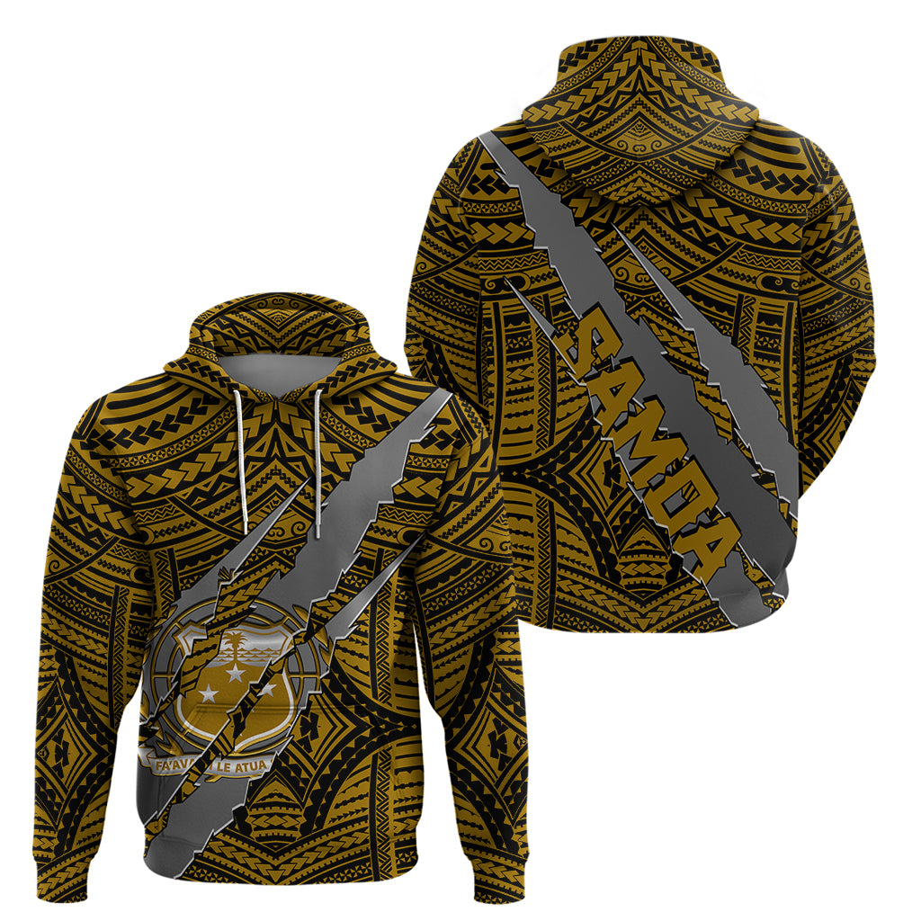 Polynesian Samoa Hoodie with Coat of Arms Claws Style Gold LT6 - Polynesian Pride