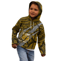 Polynesian Samoa Kid Hoodie with Coat Of Arms Claws Style - Gold LT6 - Polynesian Pride