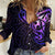 New Zealand Women Casual Shirt Maori Matariki Galaxy Sky Purple LT6 Female Purple - Polynesian Pride