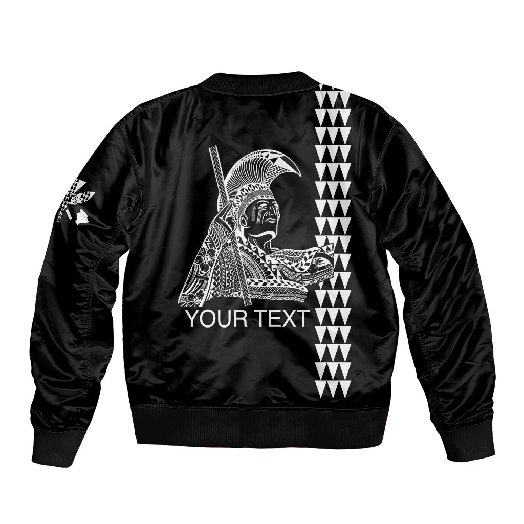 Custom Hawaii Sleeve Zip Bomber Jacket King Kamehameha Day - White LT6 - Polynesian Pride