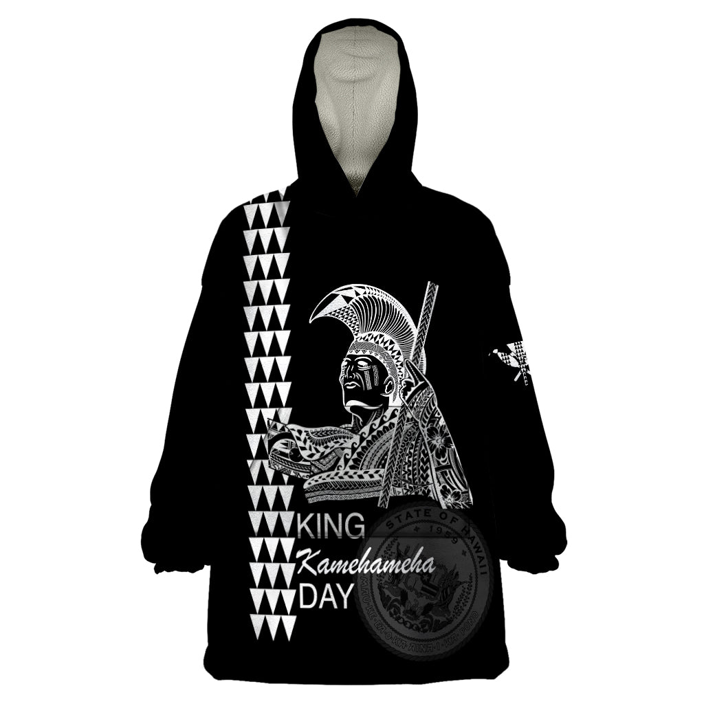 Custom Hawaii Wearable Blanket Hoodie King Kamehameha Day - White LT6 One Size White - Polynesian Pride