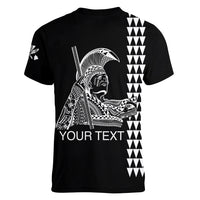 Custom Hawaii Women V Neck T Shirt King Kamehameha Day - White LT6 - Polynesian Pride