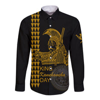 Custom Hawaii Long Sleeve Button Shirt King Kamehameha Day - Gold LT6 Unisex Gold - Polynesian Pride