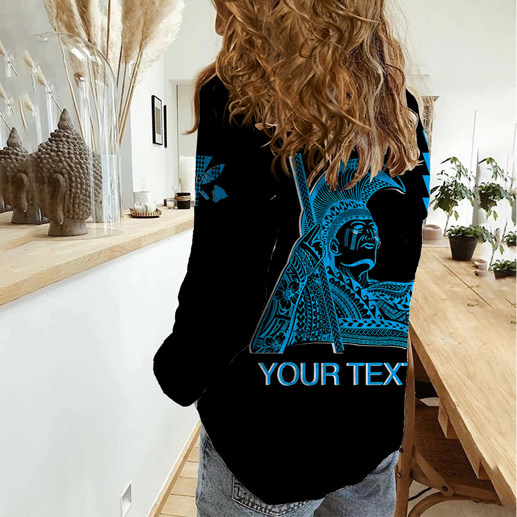 Custom Hawaii Women Casual Shirt King Kamehameha Day - Blue LT6 - Polynesian Pride