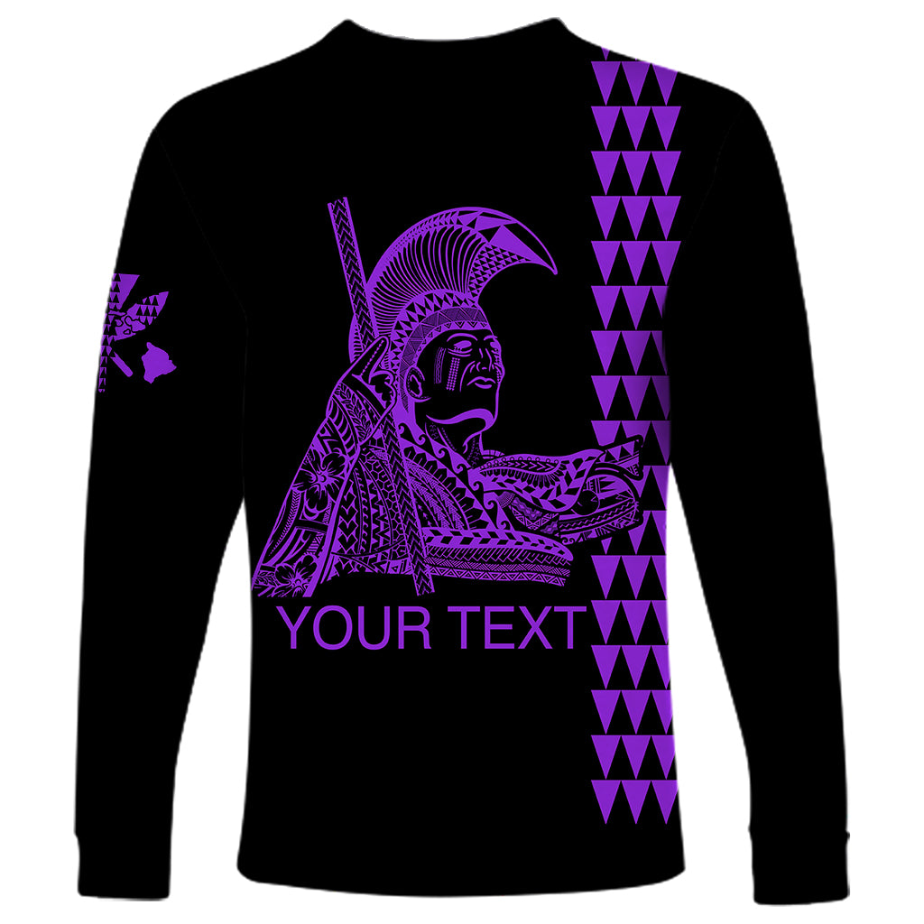 Custom Hawaii Long Sleeve Shirt King Kamehameha Day - Purple LT6 - Polynesian Pride