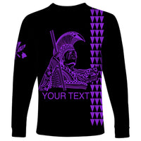 Custom Hawaii Long Sleeve Shirt King Kamehameha Day - Purple LT6 - Polynesian Pride