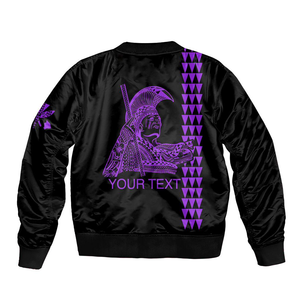 Custom Hawaii Sleeve Zip Bomber Jacket King Kamehameha Day - Purple LT6 - Polynesian Pride