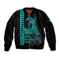 Custom Hawaii Bomber Jacket King Kamehameha Day - Green LT6 Unisex Green - Polynesian Pride