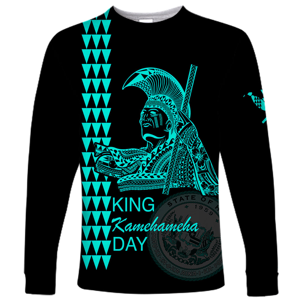 Custom Hawaii Long Sleeve Shirt King Kamehameha Day - Green LT6 Unisex Green - Polynesian Pride