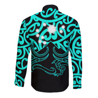 Matariki New Zealand Long Sleeve Button Shirt Maori New Year Turquoise LT6 - Polynesian Pride
