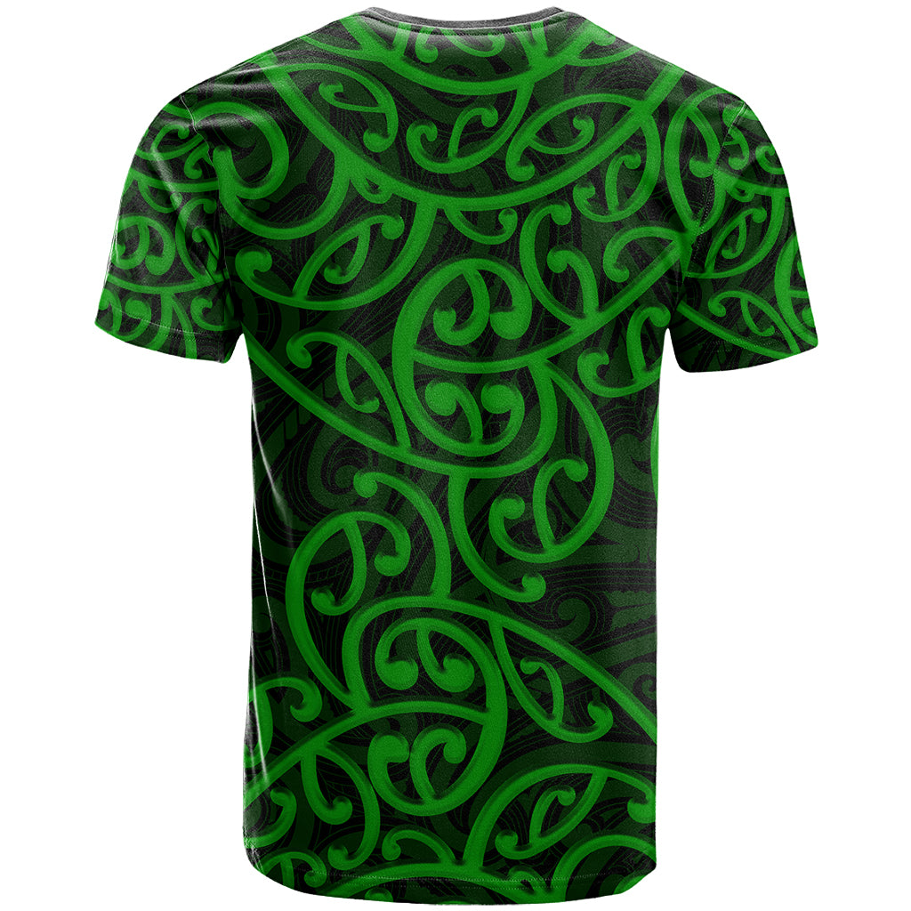 New Zealand T Shirt Maori Pattern Green LT6 - Polynesian Pride