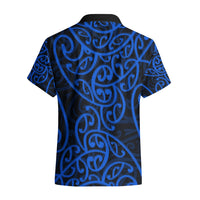 New Zealand Hawaiian Shirt Maori Pattern Blue LT6 - Polynesian Pride