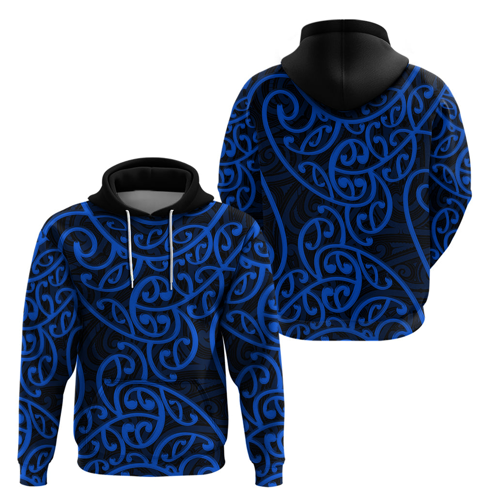 New Zealand Hoodie Maori Pattern Blue LT6 - Polynesian Pride