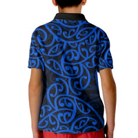 New Zealand Kid Polo Shirt Maori Pattern Blue LT6 - Polynesian Pride